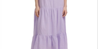 Calvin Klein Women's Solid Gauze Tiered Maxi Dress Purple Size XL