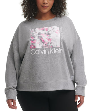 Calvin Klein Women's Logo Graphic Pullover Sweatshirt Gray Size 1X