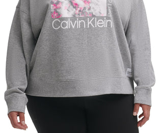Calvin Klein Women's Logo Graphic Pullover Sweatshirt Gray Size 1X