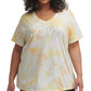 Calvin Klein Women's Stretch V Neck Active Wear T-Shirt Orange Size 2X