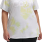 Calvin Klein Women's Stretch Short Sleeve V Neck T-Shirt Yellow Size 2X