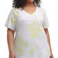 Calvin Klein Women's Stretch Short Sleeve V Neck T-Shirt Yellow Size 2X