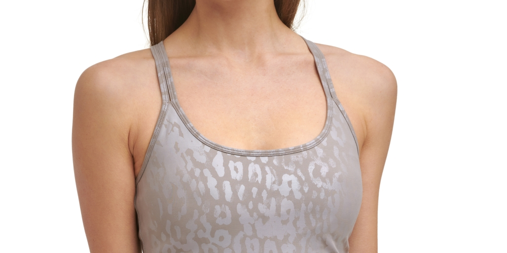 Calvin Klein Women's Performance Printed Strappy Back Tank Top Brown Size Large