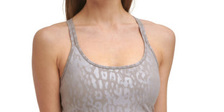 Calvin Klein Women's Performance Printed Strappy Back Tank Top Brown Size Large