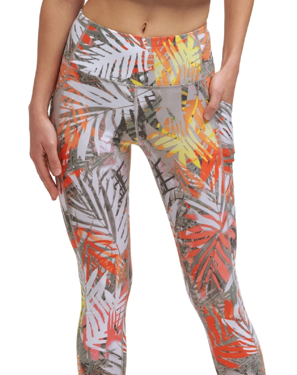 Calvin Klein Women's Performance Printed High Waist Leggings Brown Size Medium