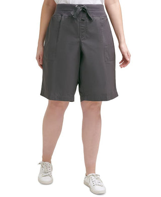 Calvin Klein Women's Cotton Convertible Bermuda Shorts Gray Size 1X