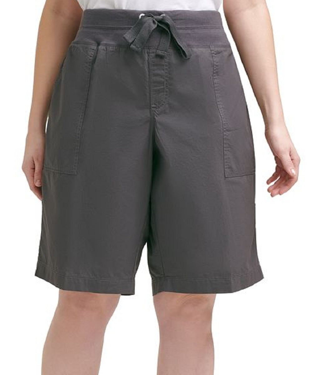 Calvin Klein Women's Cotton Convertible Bermuda Shorts Gray Size 1X