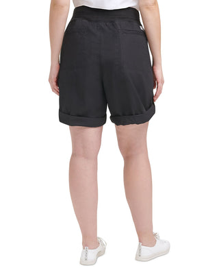 Calvin Klein Women's Pocketed Tie Convertible Bermuda Shorts Black Size 3X