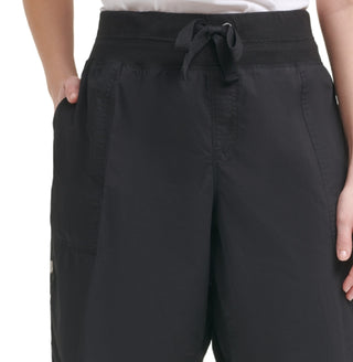 Calvin Klein Women's Pocketed Tie Convertible Bermuda Shorts Black Size 3X