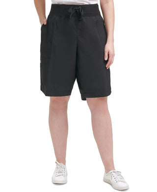 Calvin Klein Women's Pocketed Tie Convertible Bermuda Shorts Black Size 3X