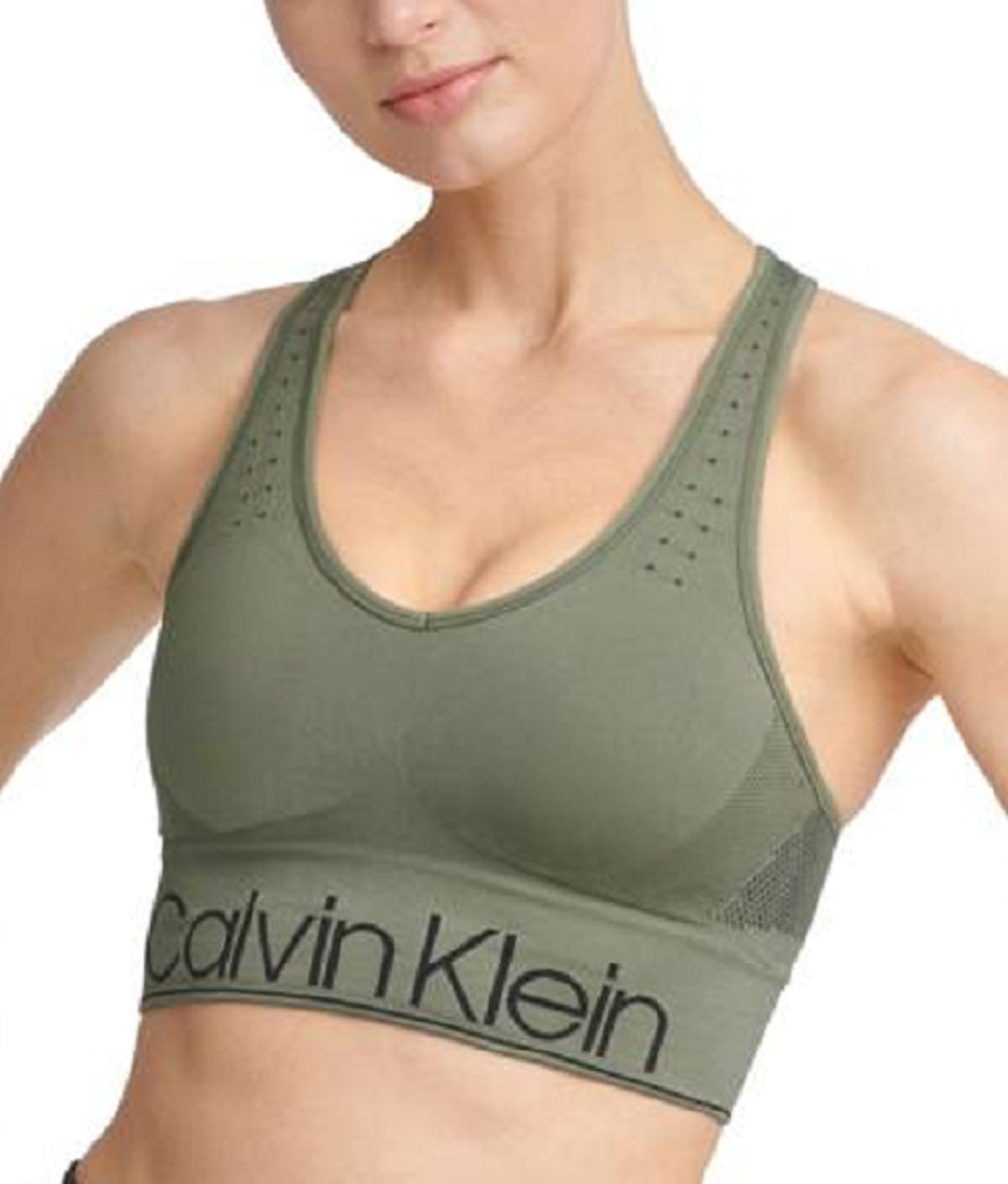 Calvin Klein Women's Mid Impact Sports Bra Green Size X-Small