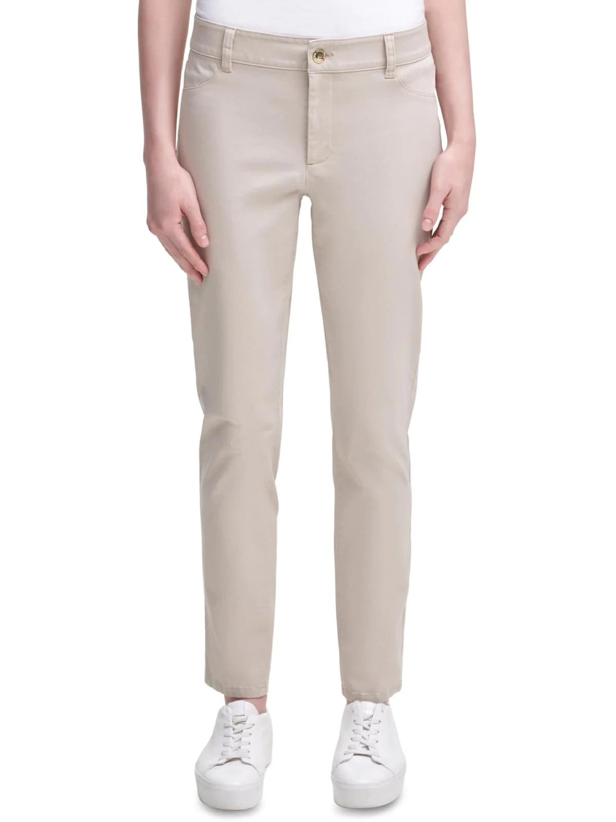 Calvin Klein Women's Stretch Cotton Twill Pants Brown Size 2