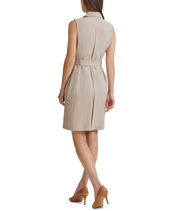 Calvin Klein Women's Moto Sheath Dress Brown Size 14