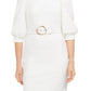 Calvin Klein Women's Balloon Sleeve Belted Sheath Dress White Size 8
