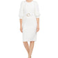 Calvin Klein Women's Balloon Sleeve Belted Sheath Dress White Size 8