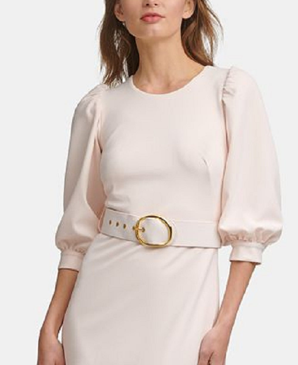 Calvin Klein Women's Balloon Sleeve Belted Sheath Dress Pink Size 4