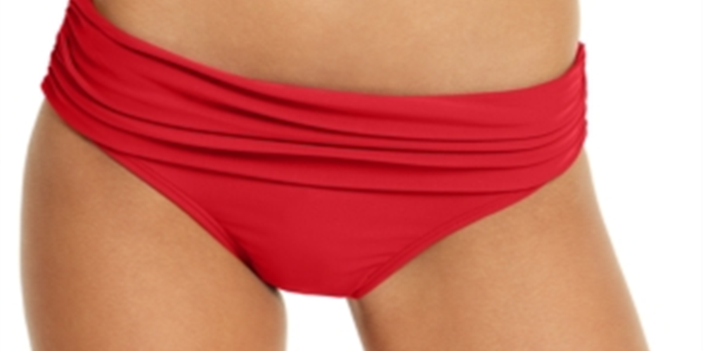 Tommy Hilfiger Women's Raspberry Solid Foldover Bikini Swim Bottom Red Size M
