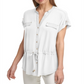 Calvin Klein Women's Contrast Trim Button Front Top White Size X-Large