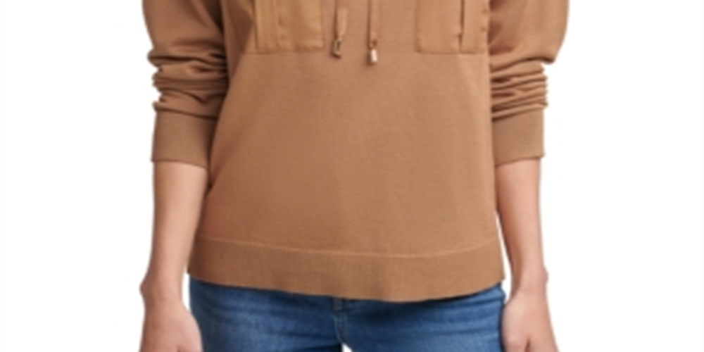 Calvin Klein Women's Funnel Neck Sweater Brown Size Medium