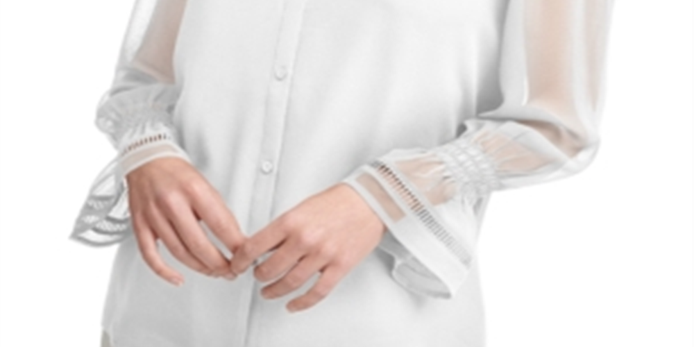 Calvin Klein Women's Chiffon Ruffle Top White Size Large