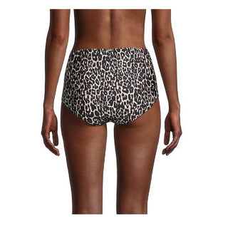 Calvin Klein Women's Animal-Print Pleated High-Waist Bikini Bottoms Swimsuit Black Size Medium