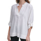 Calvin Klein Women's Puckered V Neck Shirt White Size Medium
