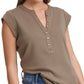 Calvin Klein Women's Cap Sleeve Henley Green Size X-Large