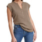 Calvin Klein Women's Cap Sleeve Henley Green Size X-Large
