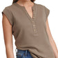 Calvin Klein Women's Cap Sleeve Henley Green Size Medium