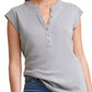 Calvin Klein Women's Cap Sleeve Henley Gray Size Large