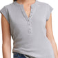 Calvin Klein Women's Cap Sleeve Henley Gray Size X-Small