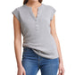 Calvin Klein Women's Cap Sleeve Henley Gray Size X-Small