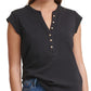 Calvin Klein Women's Cap Sleeve Henley Black Size Medium