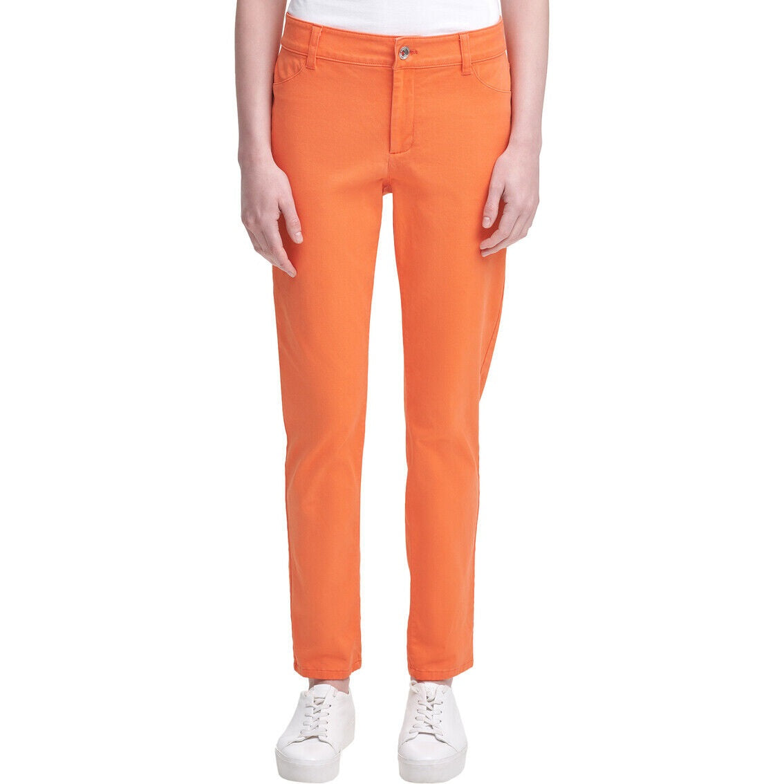 Calvin Klein Women's Stretch Cotton Twill Pants Orange Size 4