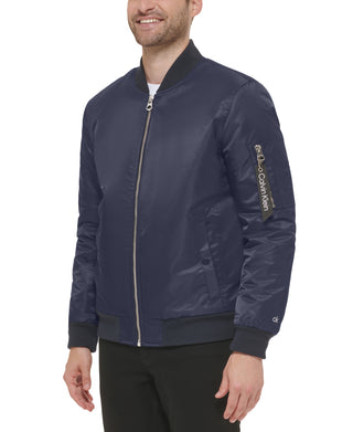 Calvin Klein Men's Classic Ma 1 Nylon Bomber Jacket Blue Size X-Large