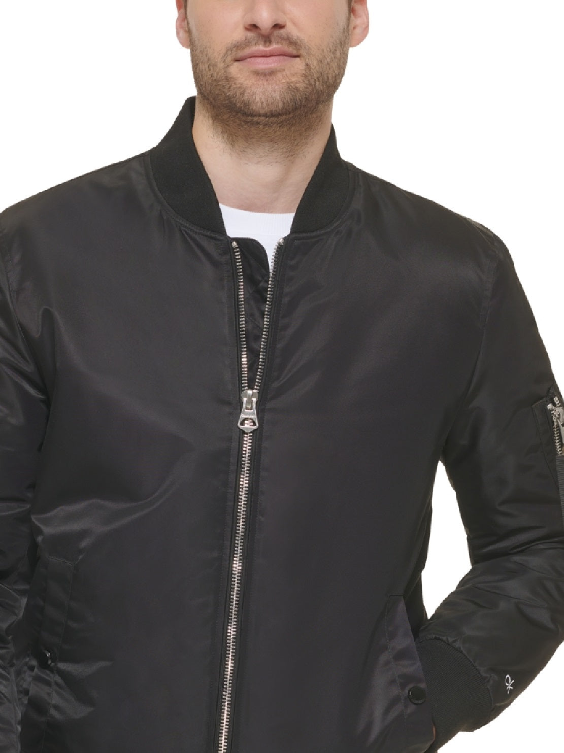 Calvin Klein Men's Classic Ma 1 Nylon Bomber Jacket Black Size Large