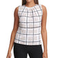 Calvin Klein Women's Windowpane Pleat Neck Knit Top White Size Petite Medium