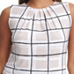 Calvin Klein Women's Windowpane Pleat Neck Knit Top White Size Petite Medium