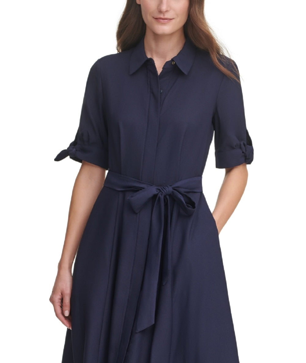 Calvin Klein Women's Solid Midi Shirtdress Blue Size 10