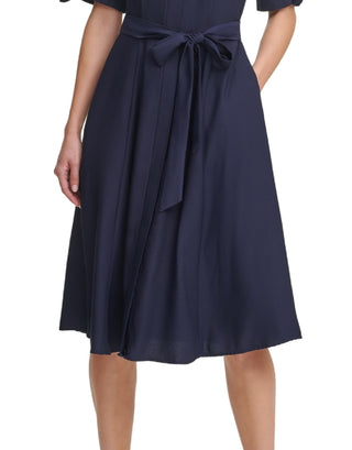 Calvin Klein Women's Solid Midi Shirtdress Blue Size 10