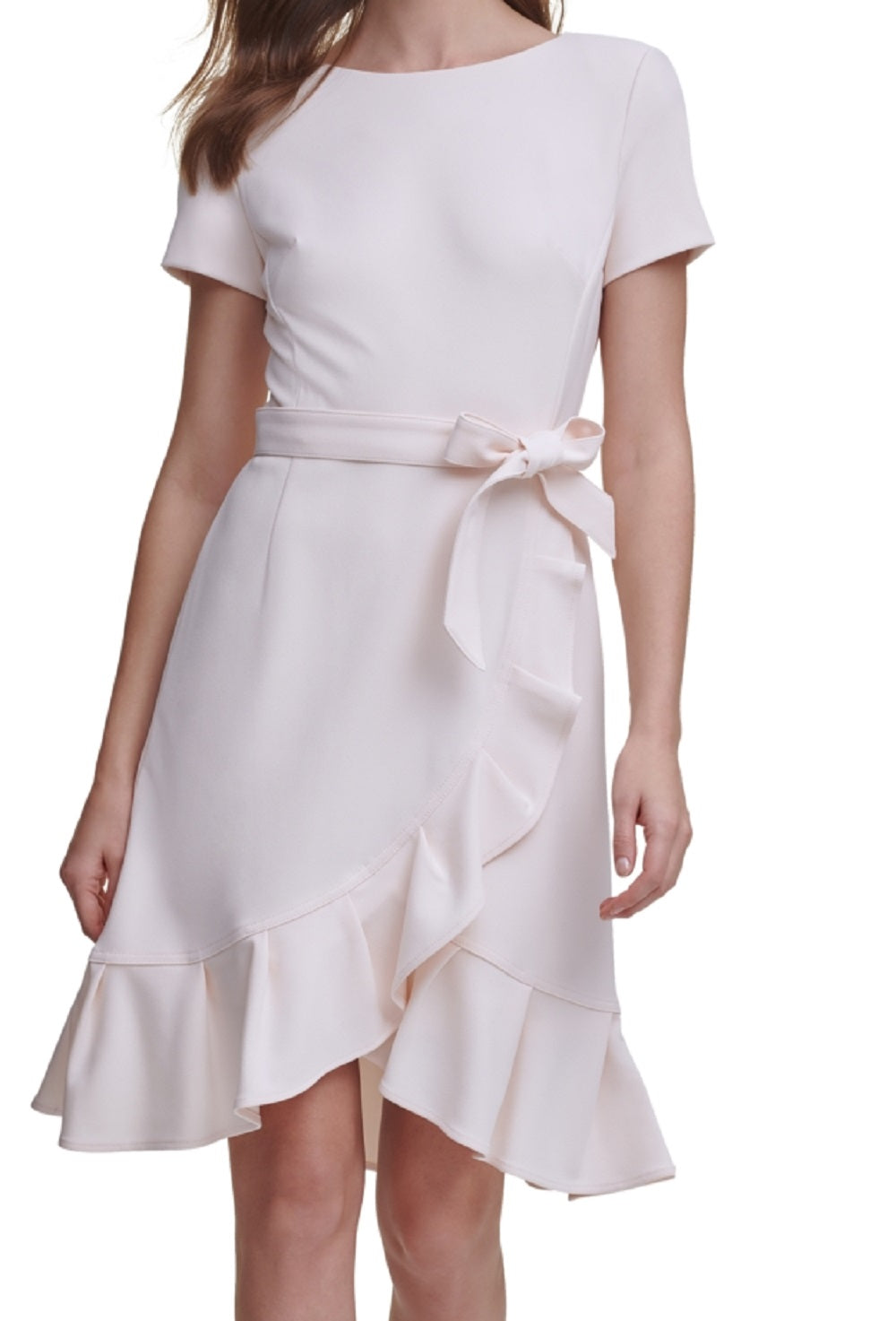 Calvin Klein Women's Ruffled Tulip Hem Crepe Dress Pink Size 14