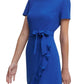 Calvin Klein Women's Ruffled Tulip Hem Crepe Dress Blue Size 16