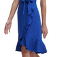 Calvin Klein Women's Ruffled Tulip Hem Crepe Dress Blue Size 16