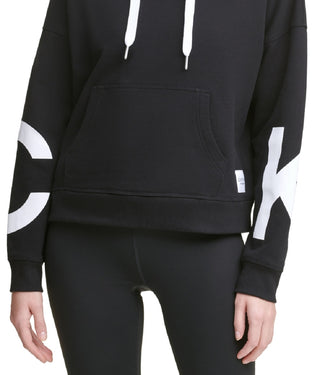 Calvin Klein Women's Jumbo Logo Fleece Hoodie Black Size Medium