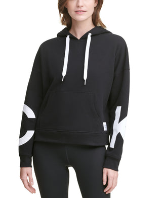 Calvin Klein Women's Jumbo Logo Fleece Hoodie Black Size Medium