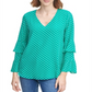Calvin Klein Women's Clipped Dot Tiered Sleeve Top Green Size Medium