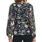 Calvin Klein Women's Printed Ruffled Faux Wrap Top Black Size X-Small