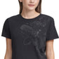 Calvin Klein Women's Floral Embellished T-Shirt Black Size Small