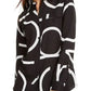 Calvin Klein Women's Long Sleeve Logo Button Front Blouse Black Size Large