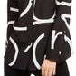 Calvin Klein Women's Long Sleeve Logo Button Front Blouse Black Size Large